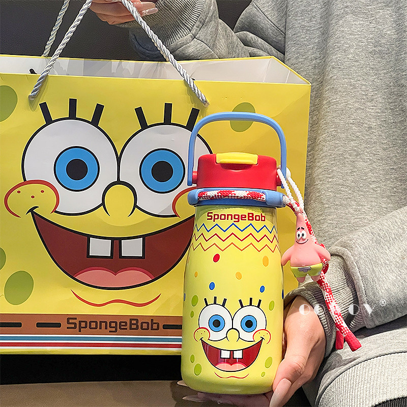 海绵宝宝周边儿童保温杯子男女生生日礼物送闺蜜高颜值水杯伴手礼
