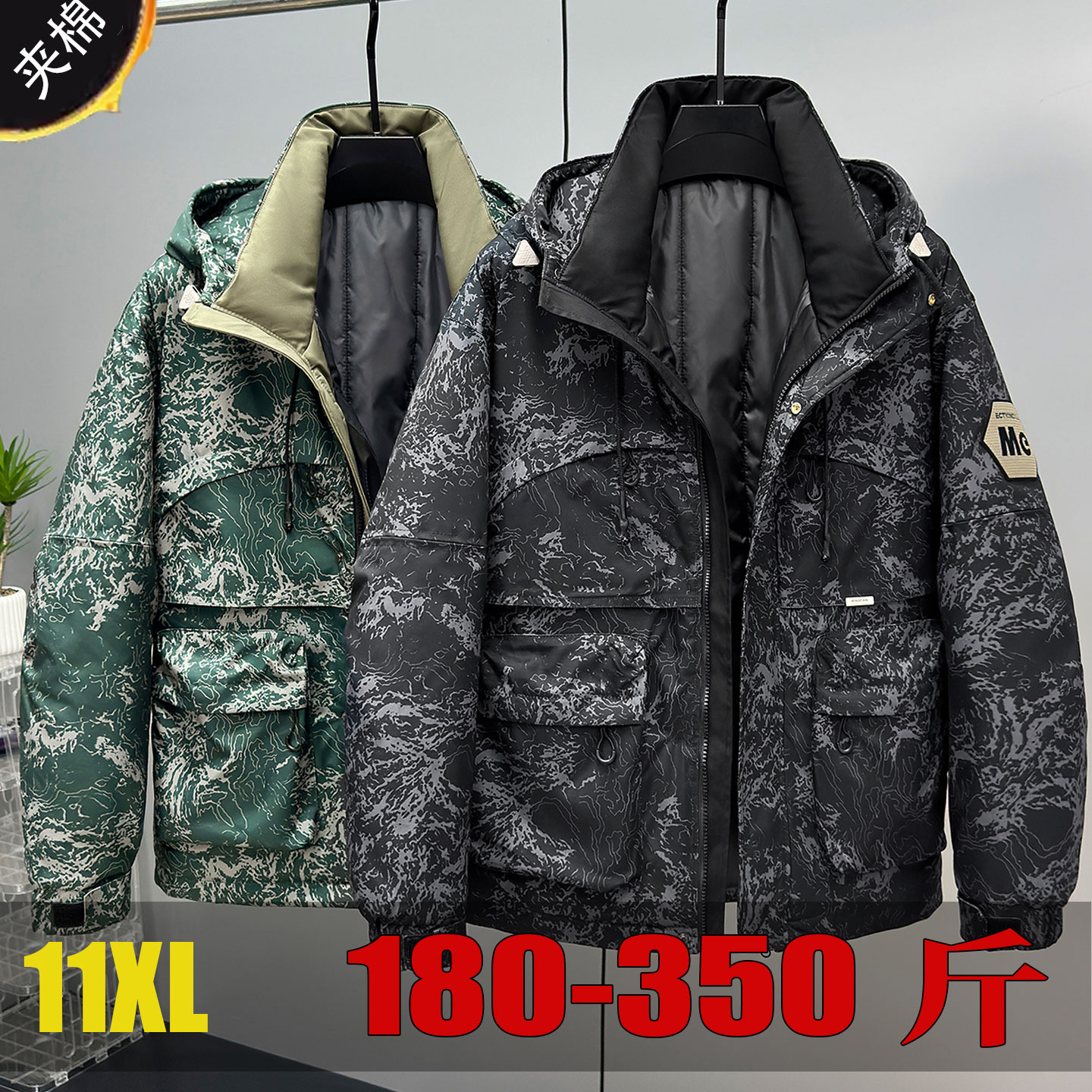 胖子迷彩服冬装棉袄外套袄子加厚