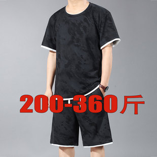 夏日加肥加大oversize短袖短裤运动男生酷帅穿搭套装男一整套11XL