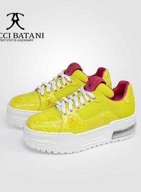 Scabal联名BucciBatani搭配鳄鱼皮手工轻奢情侣款板鞋