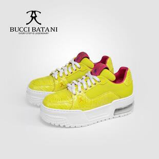 Scabal联名BucciBatani搭配鳄鱼皮手工轻奢情侣款板鞋