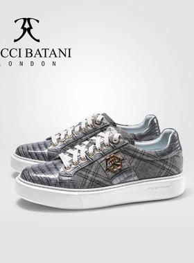 Scabal联名BucciBatani搭配鳄鱼皮手工轻奢透气联名板鞋