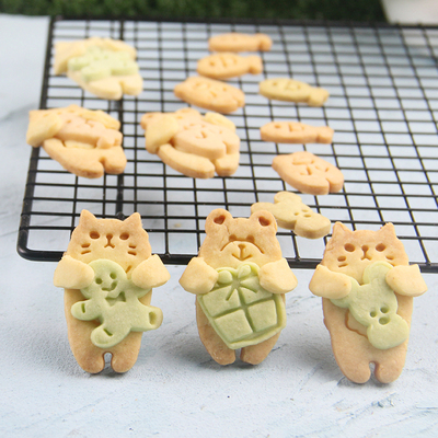 日式新款卡通小可爱抱抱熊 猫鱼模具饼干礼盒DIY曲奇家用烘焙工具