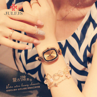 正品聚利时Julius复古手表韩版时尚女表防水钻时装学生表皮带表女