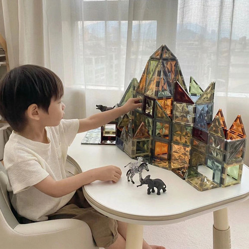 磁力片儿童益智玩具拼装强力磁吸彩窗贴片生日礼物大自然拼图积木