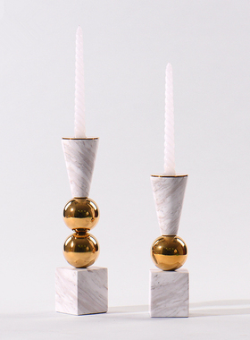 大理石烛台餐厅样板房软装饰品