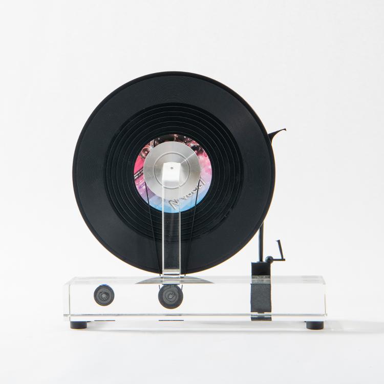 现代简约轻奢透明水晶音箱黑胶碟片摆件创意家居样板房客厅装饰品