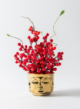 样板房红色摆件餐厅会所假花