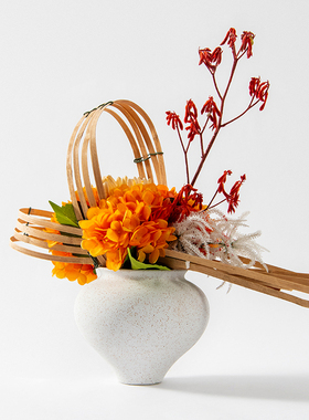 现代新中式仿真花束摆件