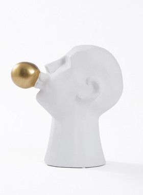 轻奢风白色抽象人物软装书柜摆件