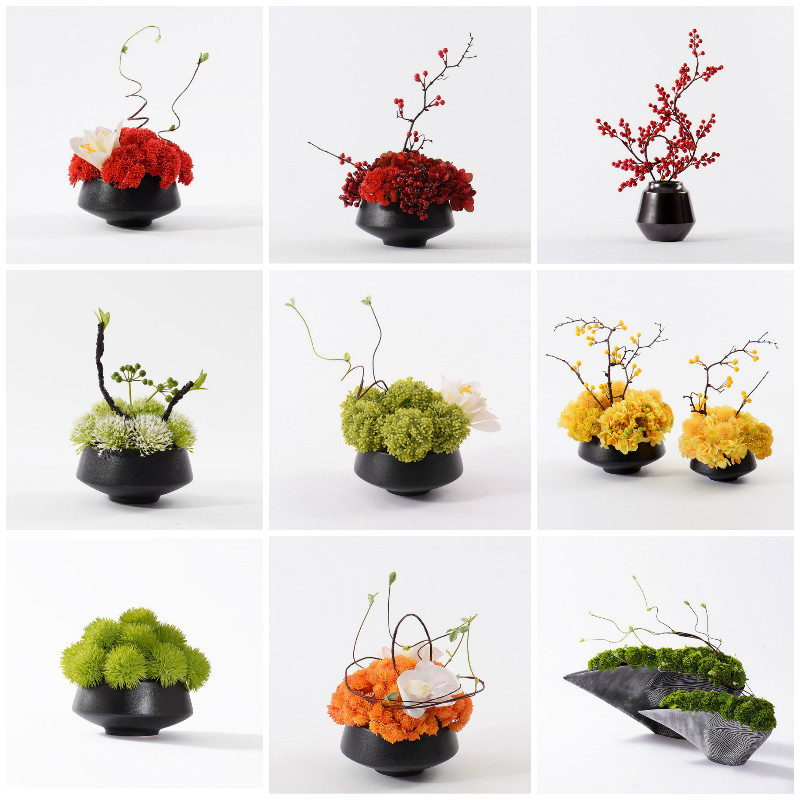 新中式仿真红色花艺摆件