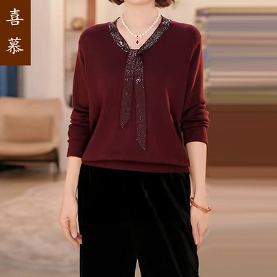 妈妈春装针织衫新款时尚毛衣洋气