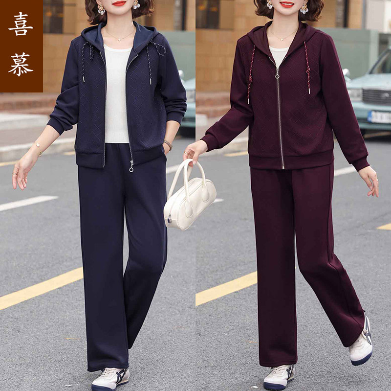 喜慕中年妈妈春装休闲运动服2026新款中老年人春秋外套洋气上衣女