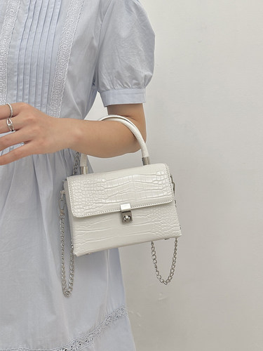 高级感百搭手提包链条包鳄鱼纹小方包夏天时尚小包包女单肩斜挎