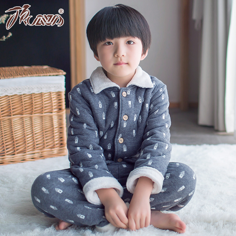儿童睡衣男童冬季中厚加绒