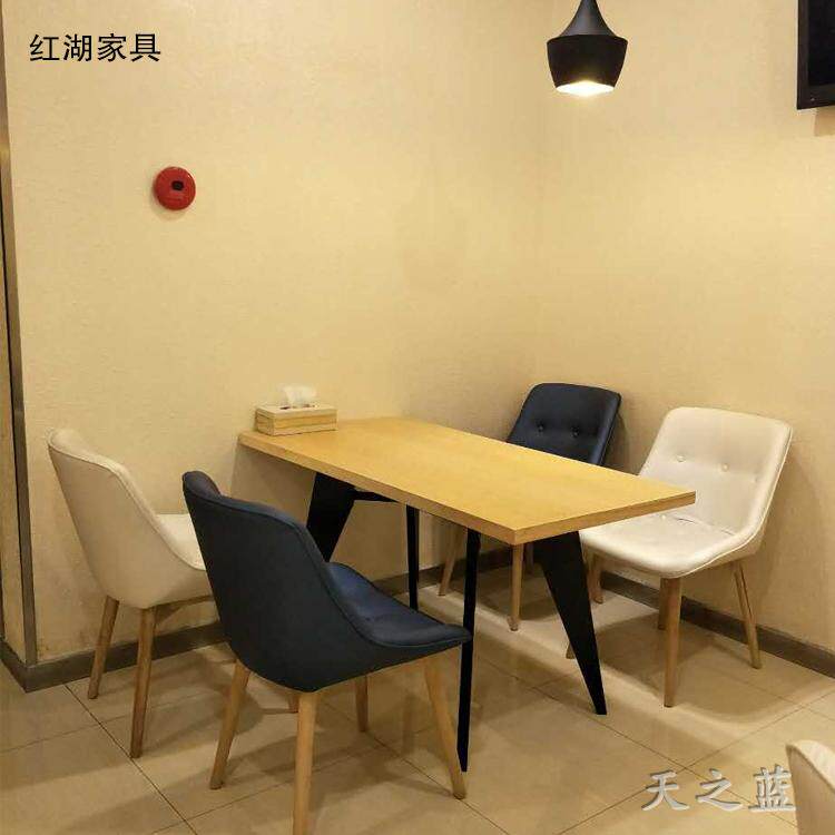 厂家定做汉庭酒店餐厅桌椅设计师精椅子北欧风实木脚铁脚餐椅餐桌