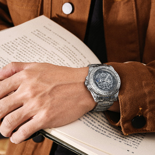 全自动机械表雕刻个性 潮氚气男表 十大品牌炫酷潮流防水夜光时尚