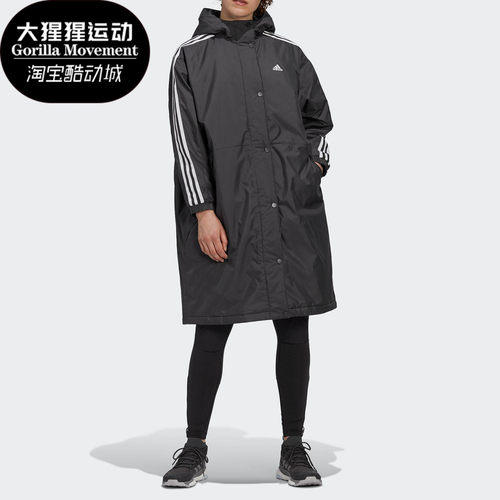 阿迪达斯女子中长款运动棉服正品