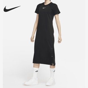 圆领中长款 010 女子夏季 Nike 短袖 DM8879 耐克正品 运动连衣裙