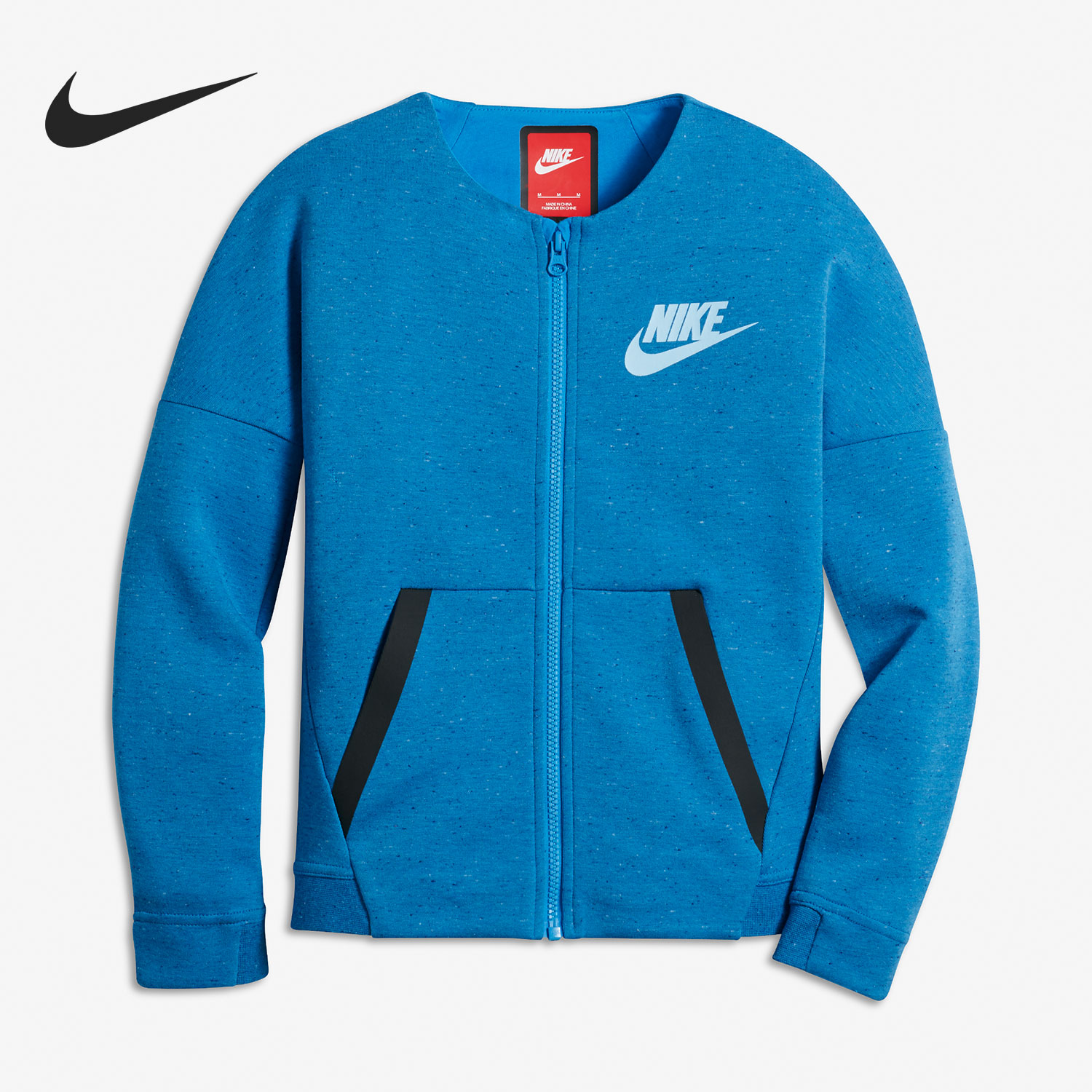 Nike/耐克正品春季儿童蓝色圆领拉链休闲运动外套806214-395