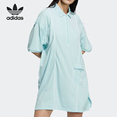 HC6583 三叶草女子翻领半拉链运动连衣裙 Adidas 阿迪达斯正品