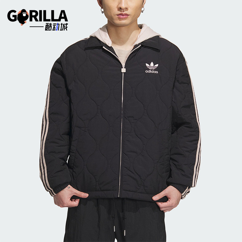 Adidas/阿迪达斯正品三叶草男士连帽休闲运动棉服外套IW6284