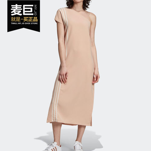 阿迪达斯女子阔口斜肩连衣裙