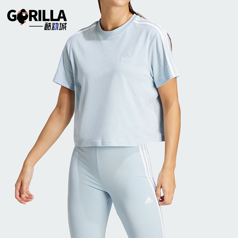 阿迪达斯女士圆领简约休闲短袖