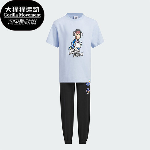 阿迪达斯三叶草小童运动短袖套装