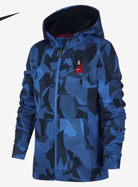 Nike/耐克正品冬季欧文童全长拉链休闲运动篮球连帽衫AR8515