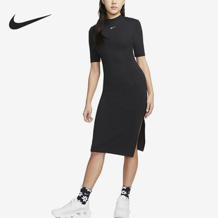 Nike 针织开衩刺绣柔软女子运动连衣裙DV7879 010 耐克正品