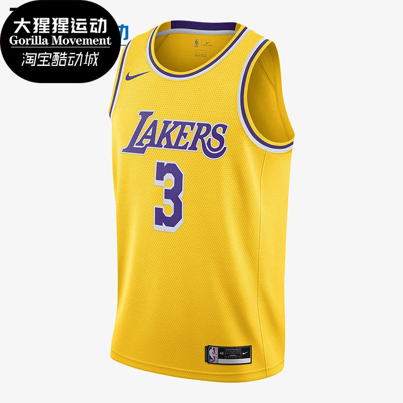 Nike/耐克正品新款男子矶湖人队3号篮球衣运动T恤CW3669-728