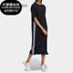 T恤 Adidas 女子圆领短袖 新款 三条纹运动长裙H45104 阿迪达斯正品
