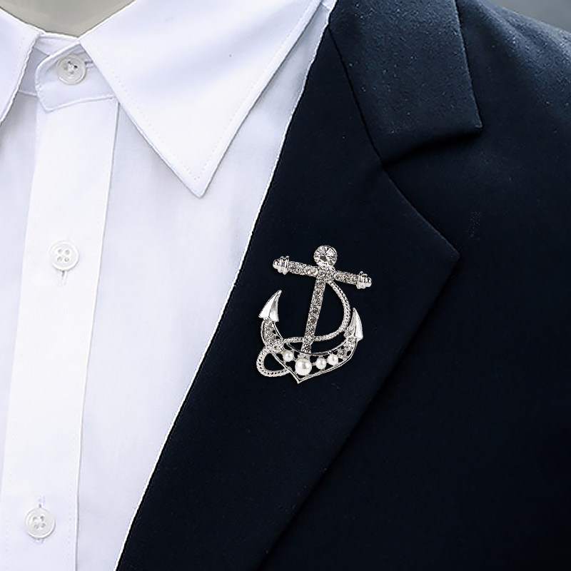 高档船锚男士胸针 英伦海军风西装外套徽章 韩版国女西服胸花配饰