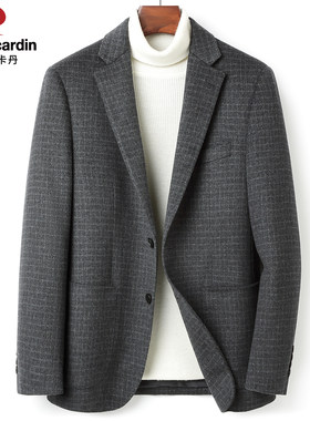 高级风格子羊绒西服男