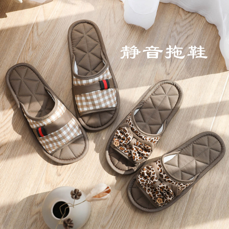 情侣家居软底布底拖鞋静音室内四季家用春秋防滑纯棉布女士男卧室