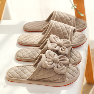 情侣绒面布艺拖鞋女秋冬款室内家居防滑静音布底男式丝绒居家托鞋