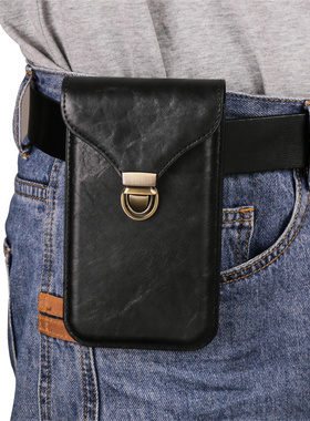 苹果16/15穿皮带挂腰包适用iPhone16Promax真皮插卡保护套15Pro卡扣翻盖皮夹16plus男士袋1516PM老人