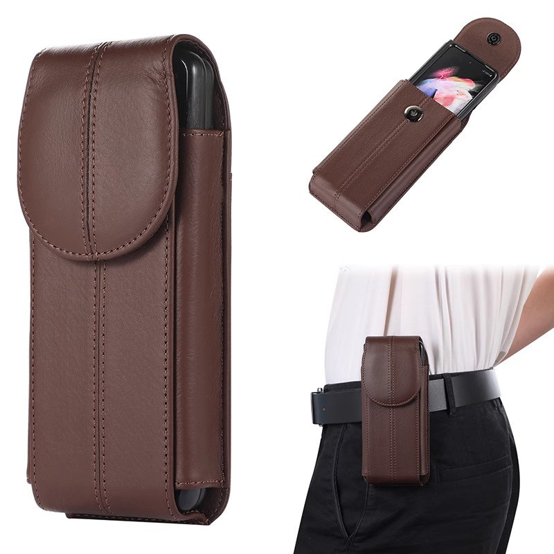 纯皮X5适用华为mateX3/X2/XS2牛皮穿皮带腰包荣耀V3翻盖保护套Mate X3/X5典藏版皮套挂腰背夹全包皮套男 挂钩