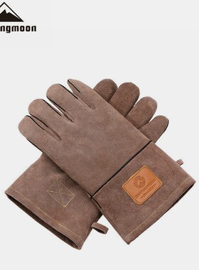 柯曼隔热牛皮焚火手套 户外野炊烧烤隔热双层加厚露营防护手套Q28