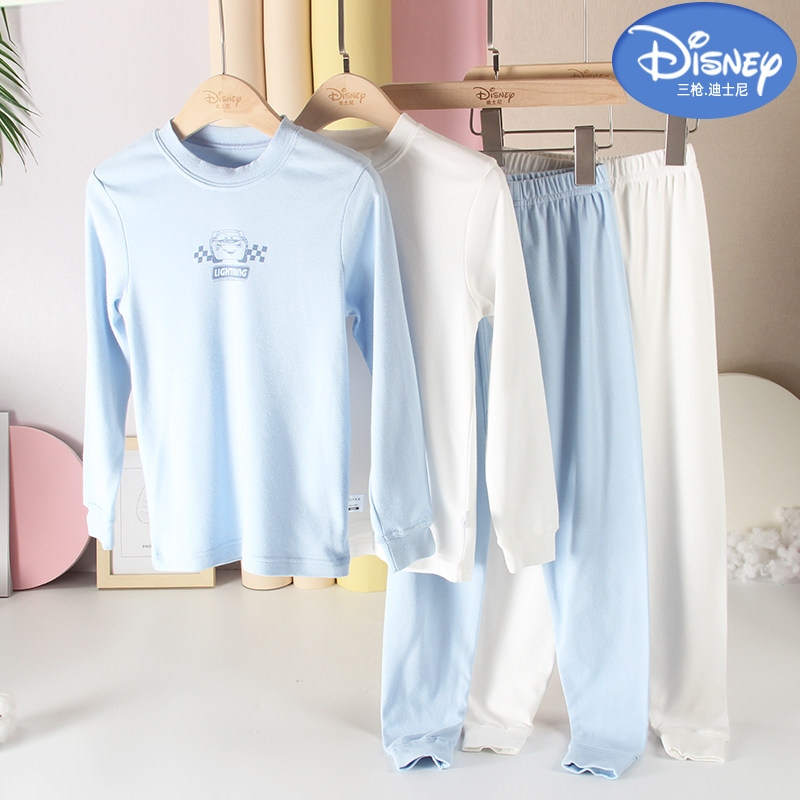 迪士尼米奇中小男童纯棉A类小高领内衣套装保暖儿童宝宝秋衣秋裤