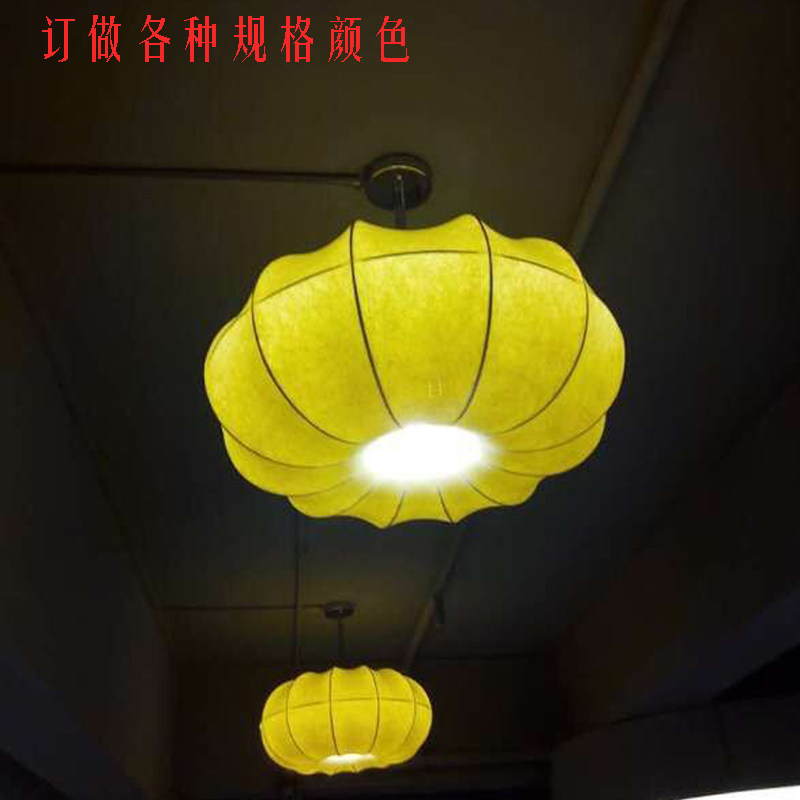 现代中式绘画吊灯 手绘国画宫灯 布艺灯笼 茶楼酒店会所客厅灯