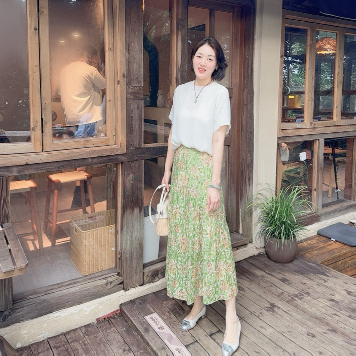 火桐hooton 嘉兰盛开 亚麻印花度假风半裙20329903