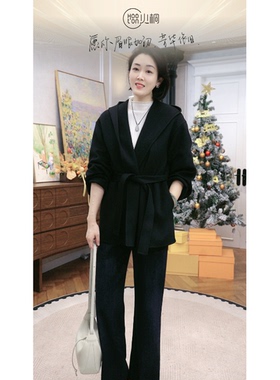 火桐hooton 缄默秋阳 30羊绒羊毛双面呢短款连帽大衣外套