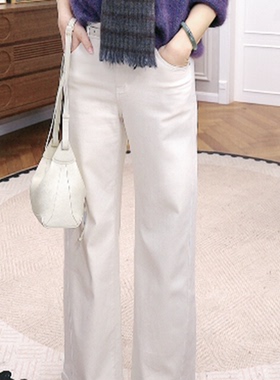 火桐hooton 高货入门级羊毛牛仔白牛 2025冬加绒牛仔直筒裤9216