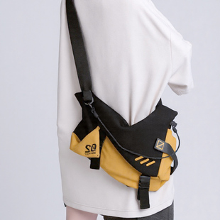 YONAIGA 百搭帆布单肩斜挎包包女 原创大容量潮牌ins机能风男工装