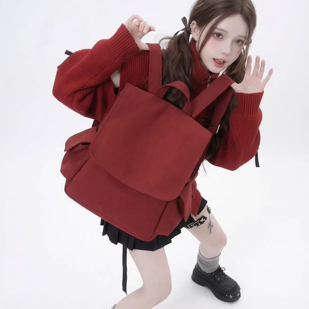 YONAIGA+ 原创日韩ins简约休闲风设计感小背包女士旅行双肩包包女