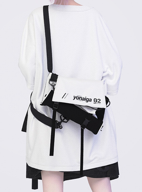 YONAIGA+原创设计ins大容量潮酷撞色尼龙男个性卷包单肩斜挎包女