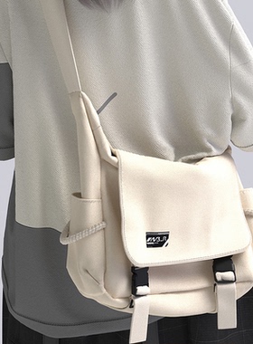 YONAIGA+ 原创INS日系原宿工装帆布百搭单肩斜挎包学生书包背包包