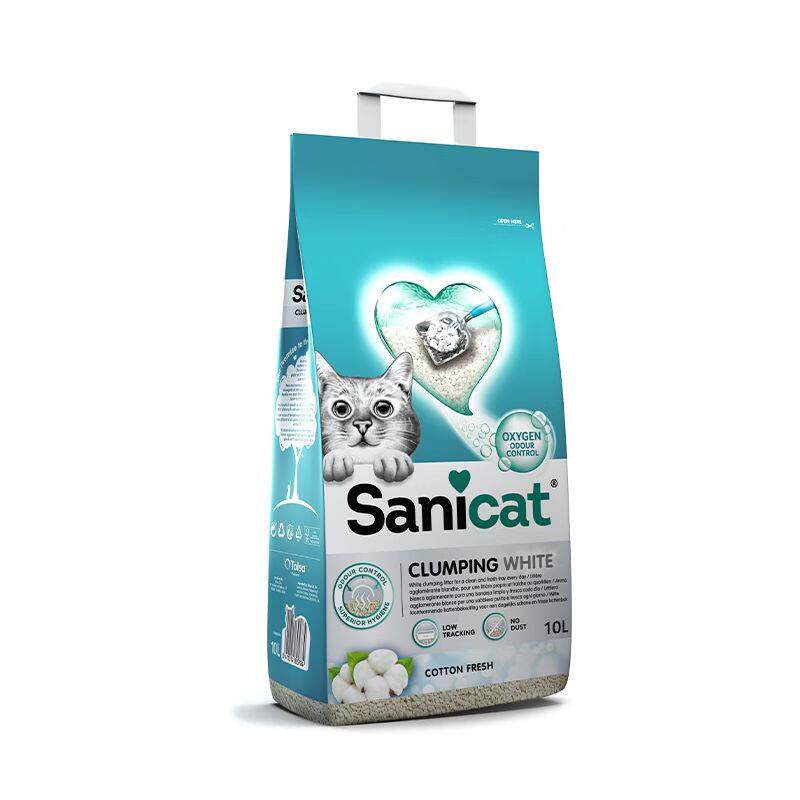 猫砂欧洲天然纳基膨润土无尘高效除臭结块猫砂 结块白色棉质鲜香